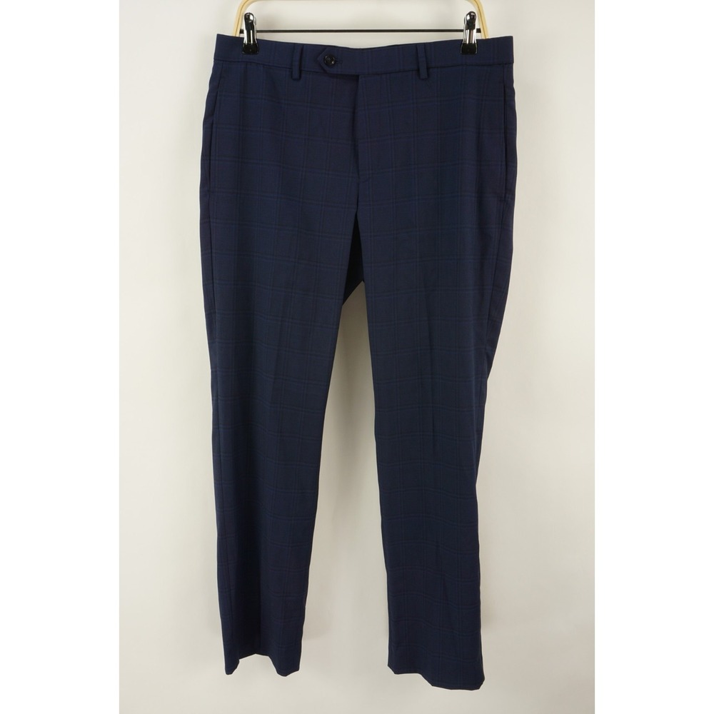 New Michael Kors Performance Easy Care Stretch Pants Men's 33 x 30 Blue Plaid